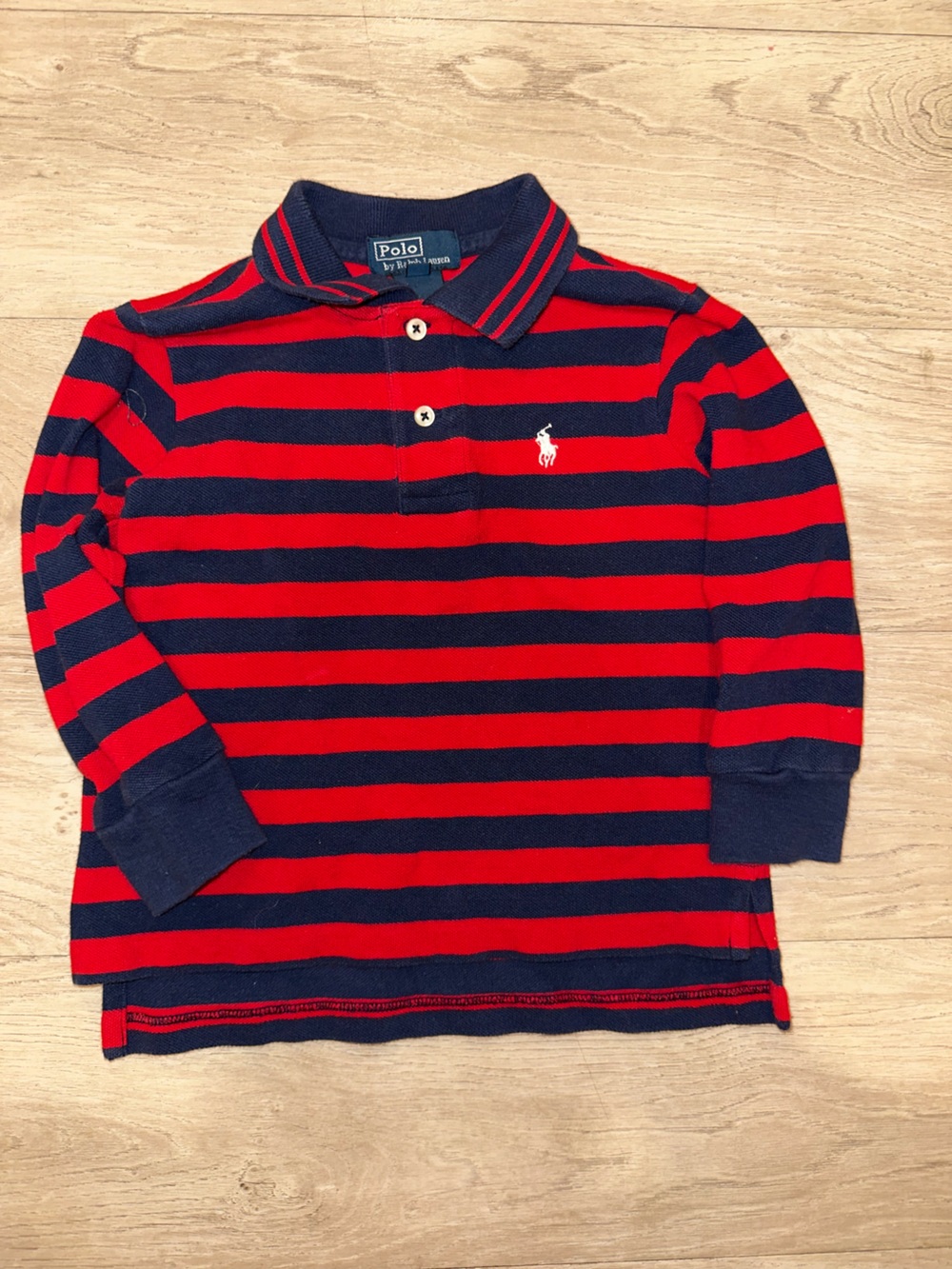 Polo by Ralph Lauren Kids Long-Sleeve Polo - Red & Navy Stripes